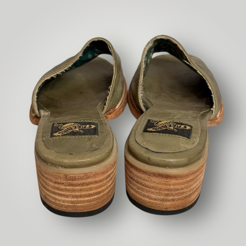 Freebird Path Leather Block Heel Slides Womens Si… - image 5